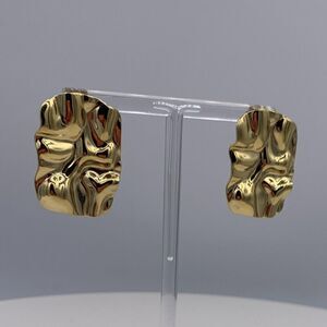 Earrings, 18 K gold plated titanium, minimalist geometric, organic, large scale